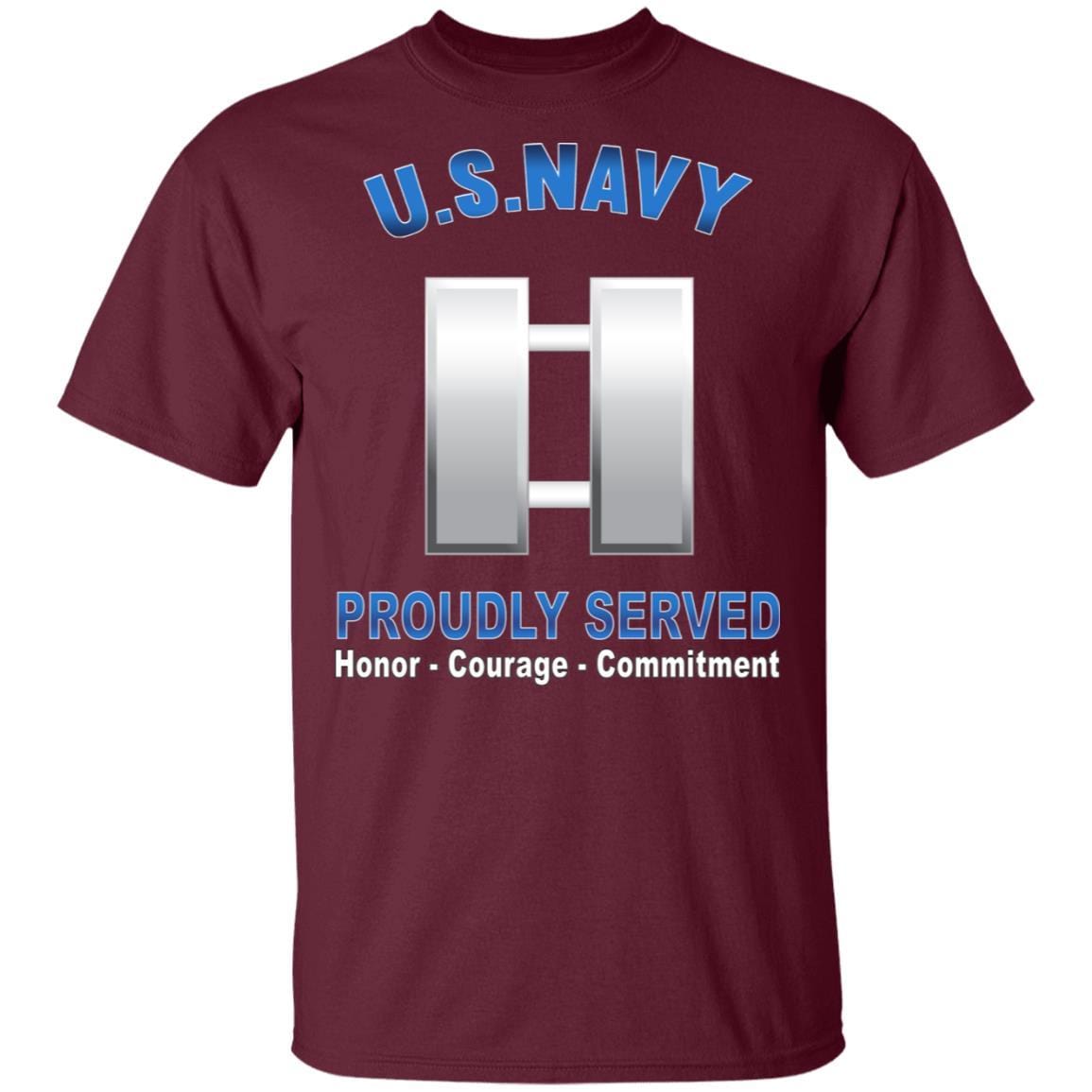 US Navy O-3 Lieutenant O3 LT Junior Officer Proudly Served T-Shirt On Front-Apparel-Veterans Nation