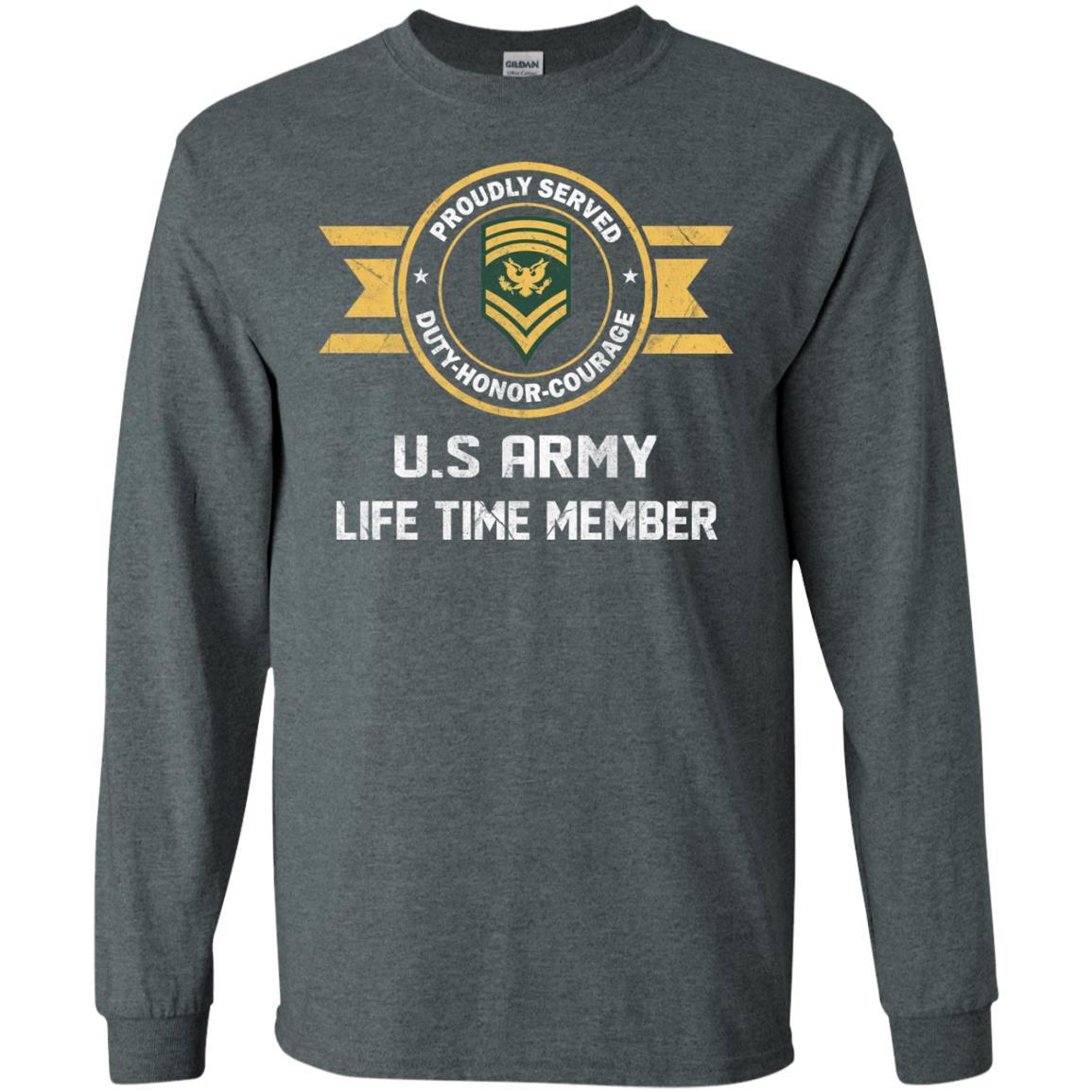 Life Time Member - US Army E-9 SPC E9 Specialist Ranks Men T Shirt On Front-TShirt-Army-Veterans Nation