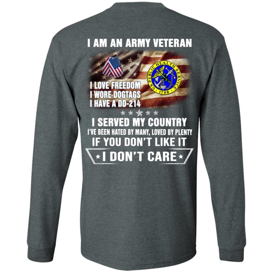 T-Shirt "I Am An Army Public Health Service Veteran" On Back-TShirt-Army-Veterans Nation