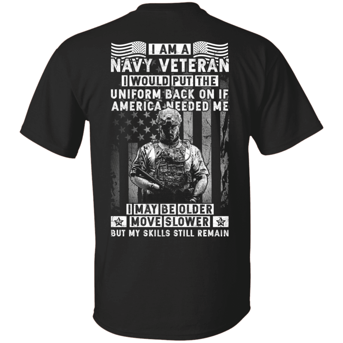 I am a Navy Veteran Men Back T Shirts-TShirt-Navy-Veterans Nation