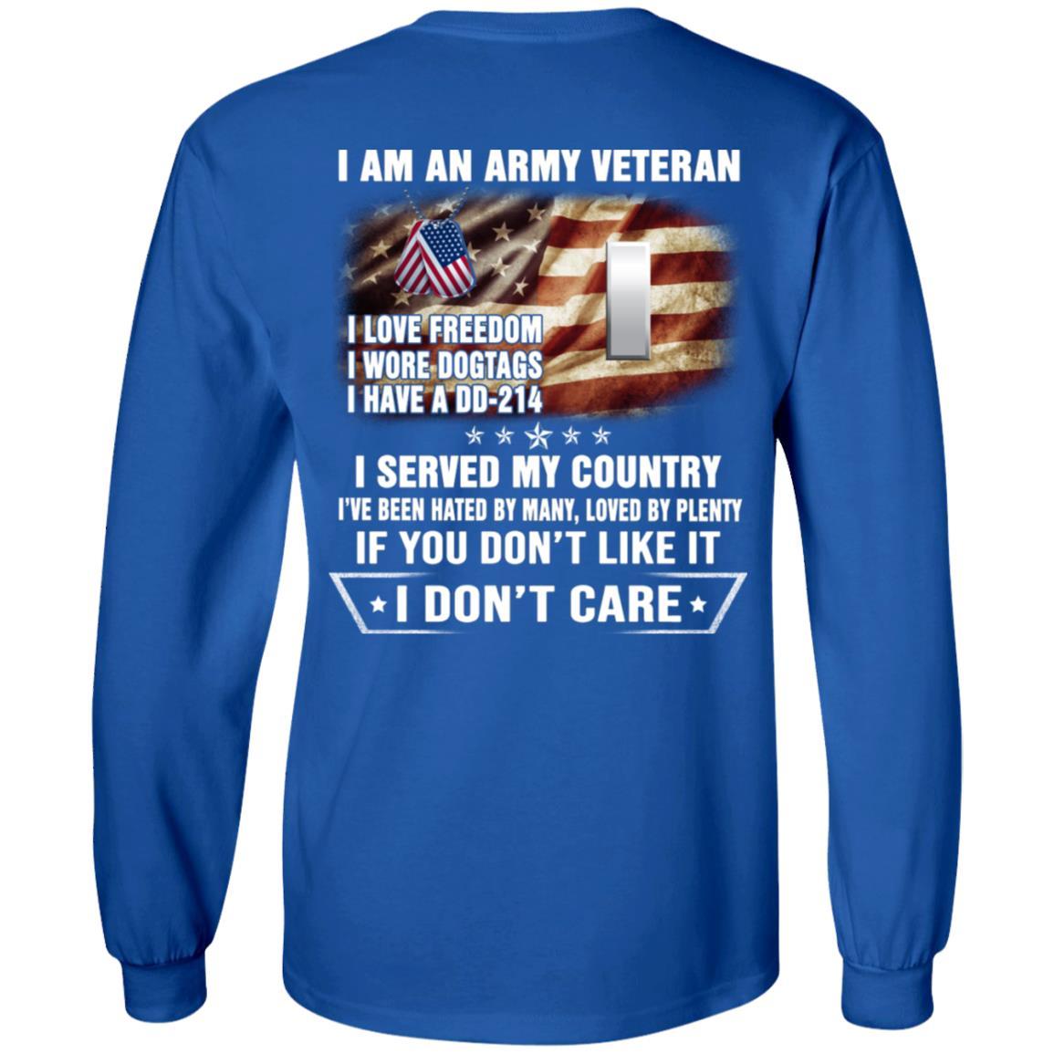 T-Shirt "I Am An Army Veteran" O-2 First Lieutenant(1LT)Rank On Back-TShirt-Army-Veterans Nation