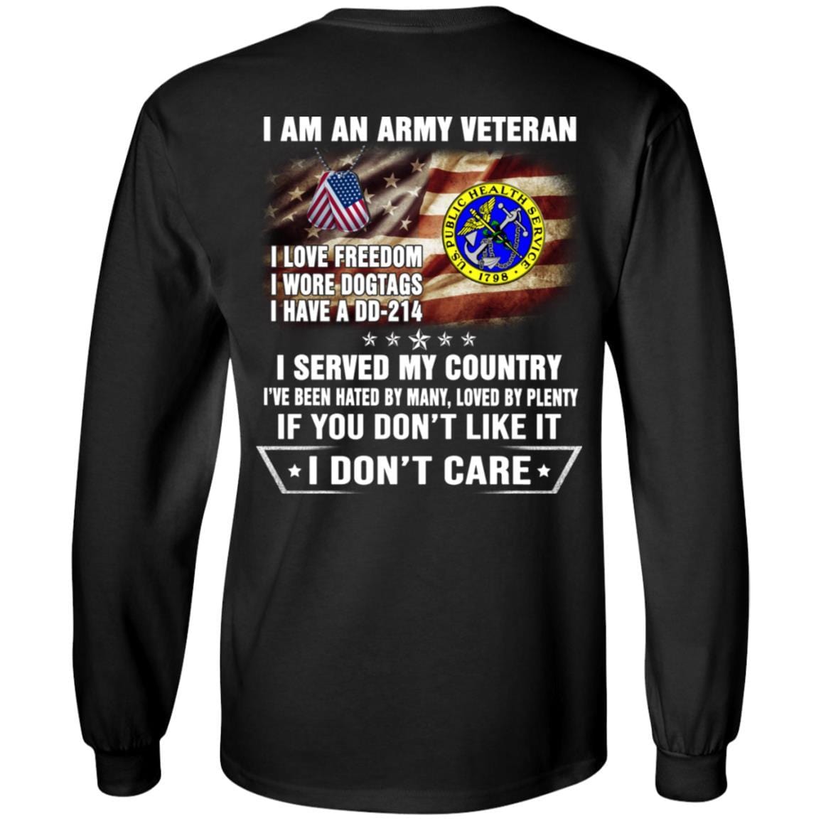 T-Shirt "I Am An Army Public Health Service Veteran" On Back-TShirt-Army-Veterans Nation