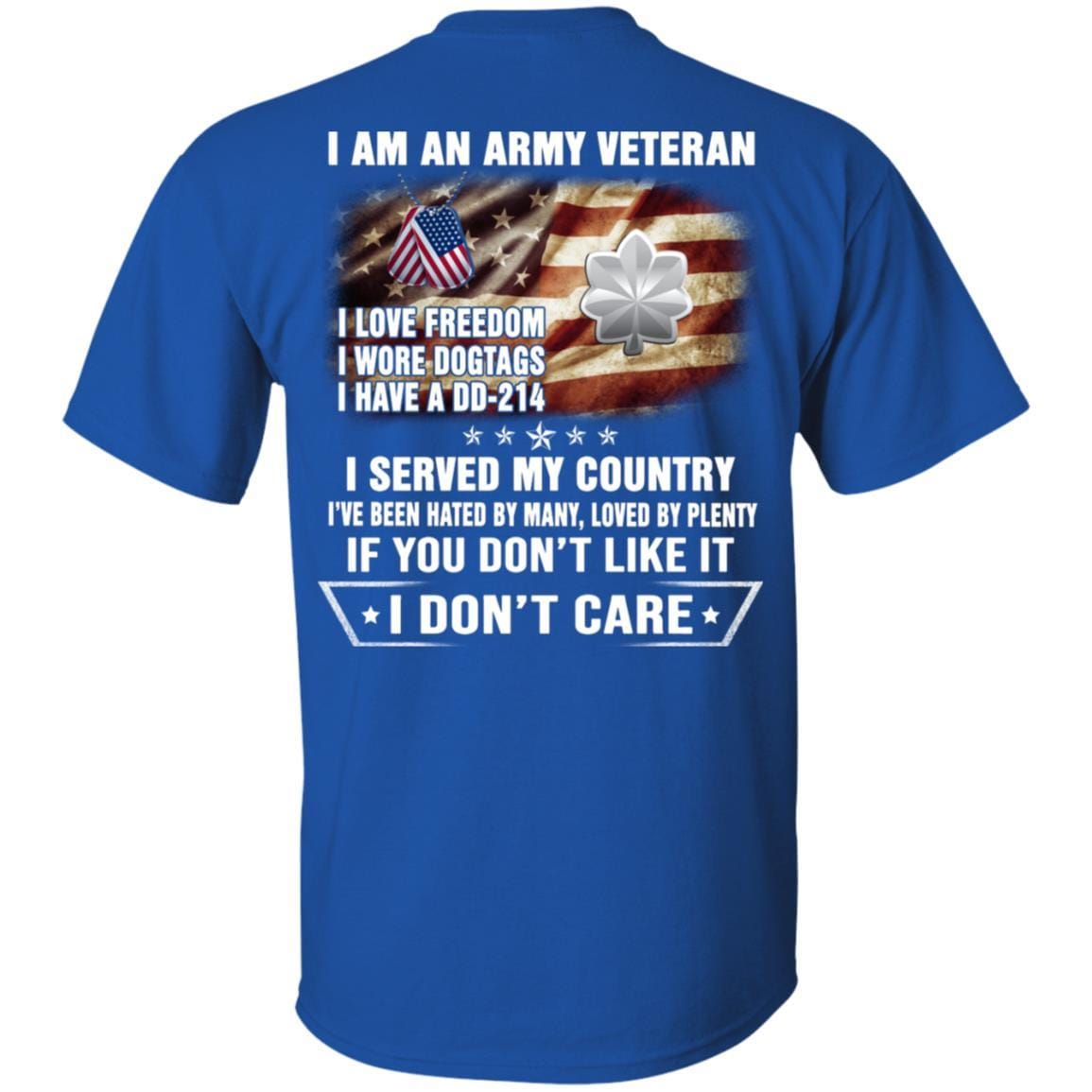 T-Shirt "I Am An Army Veteran" O-5 Lieutenant Colonel(LTC)Rank On Back-TShirt-Army-Veterans Nation