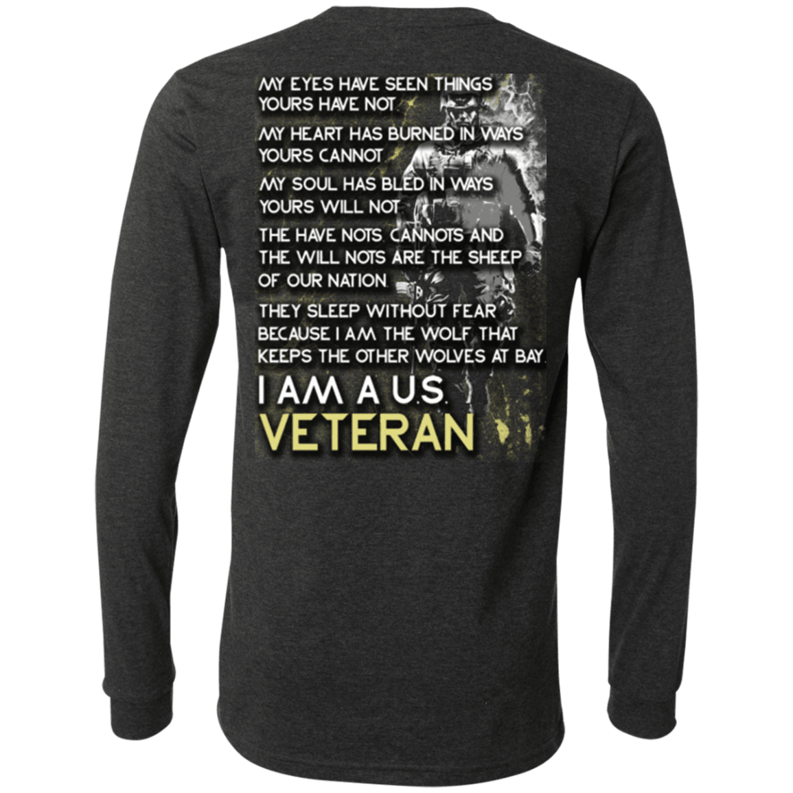 Military T-Shirt "I Am A US Veteran, I Am The Wolf" - Men Back-TShirt-General-Veterans Nation