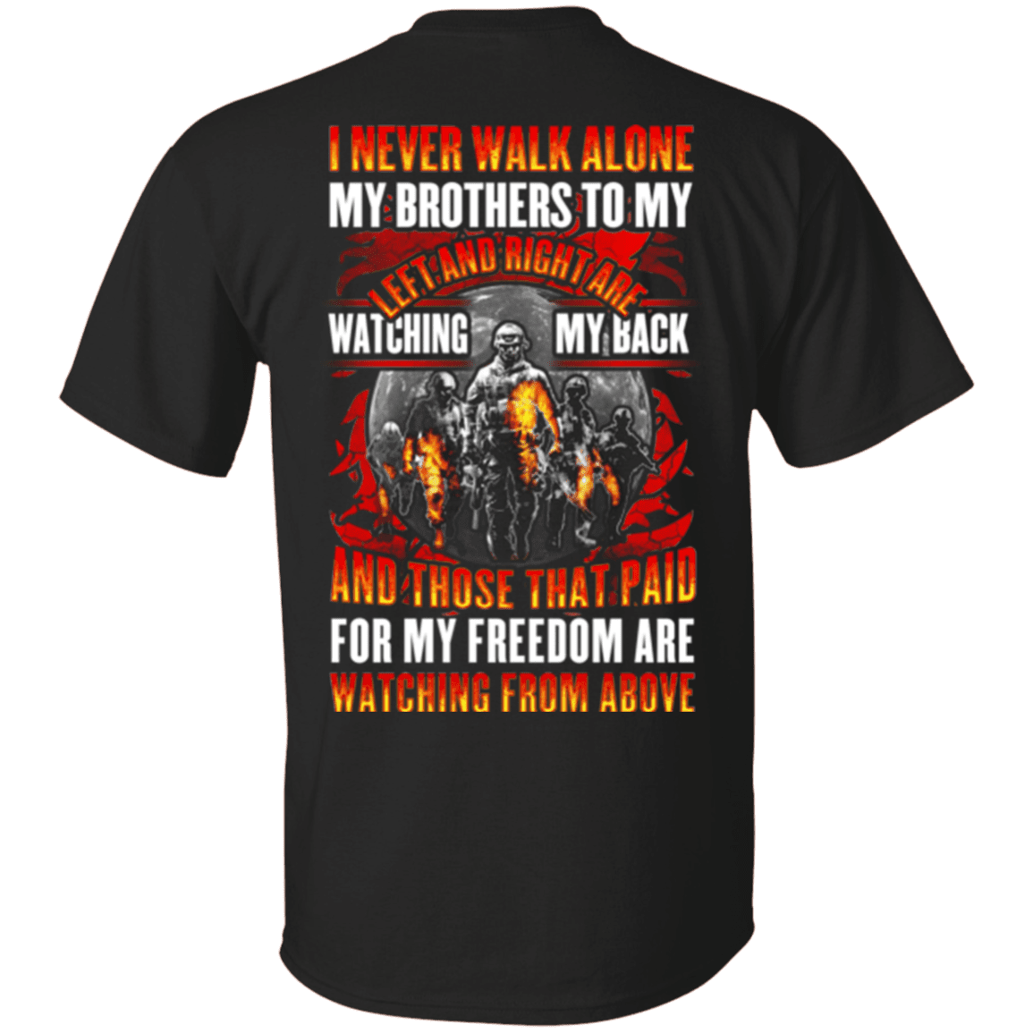 Military T-Shirt "Veteran - My Brothers Watching My Back, My Freedom Watching From Above"-TShirt-General-Veterans Nation