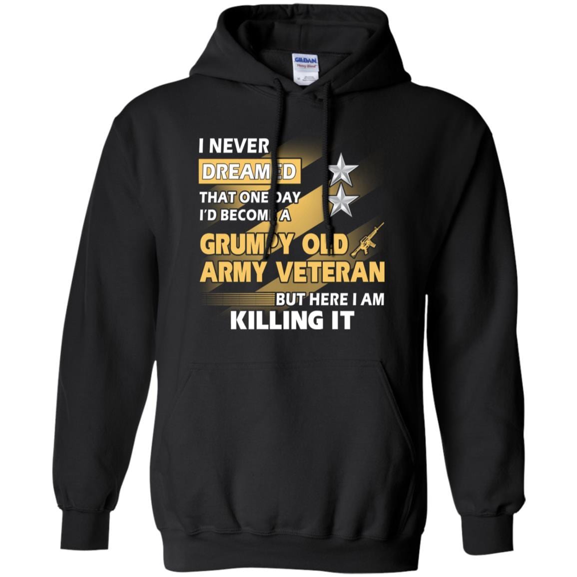 US Army T-Shirt "Grumpy Old Veteran" O-8 Major General(MG) On Front-TShirt-Army-Veterans Nation