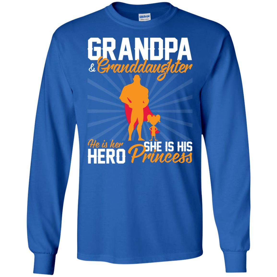 Military T-Shirt "Grandpa & granddaughter he is her hero she is his princess On" Front-TShirt-General-Veterans Nation
