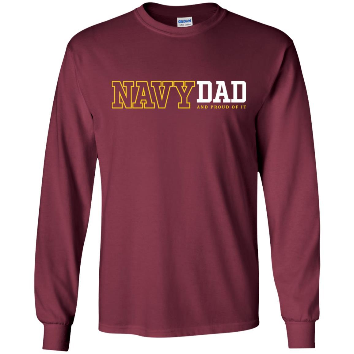 Navy Dad And Proud Of It T-Shirt On Front-TShirt-Navy-Veterans Nation