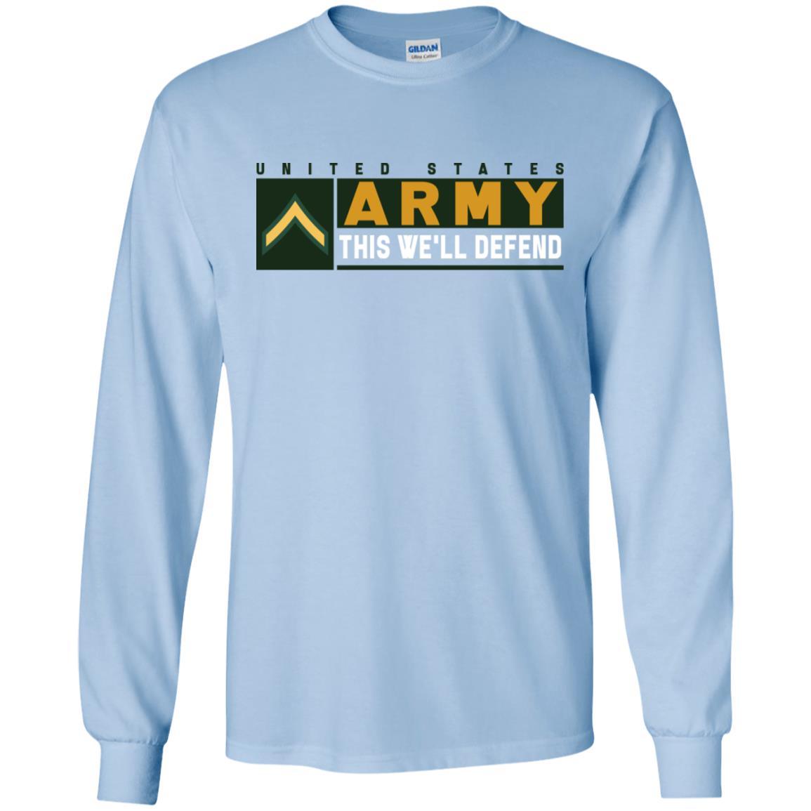 US Army E-2 Private Second Class This We Will Defend Long Sleeve - Pullover Hoodie-TShirt-Army-Veterans Nation