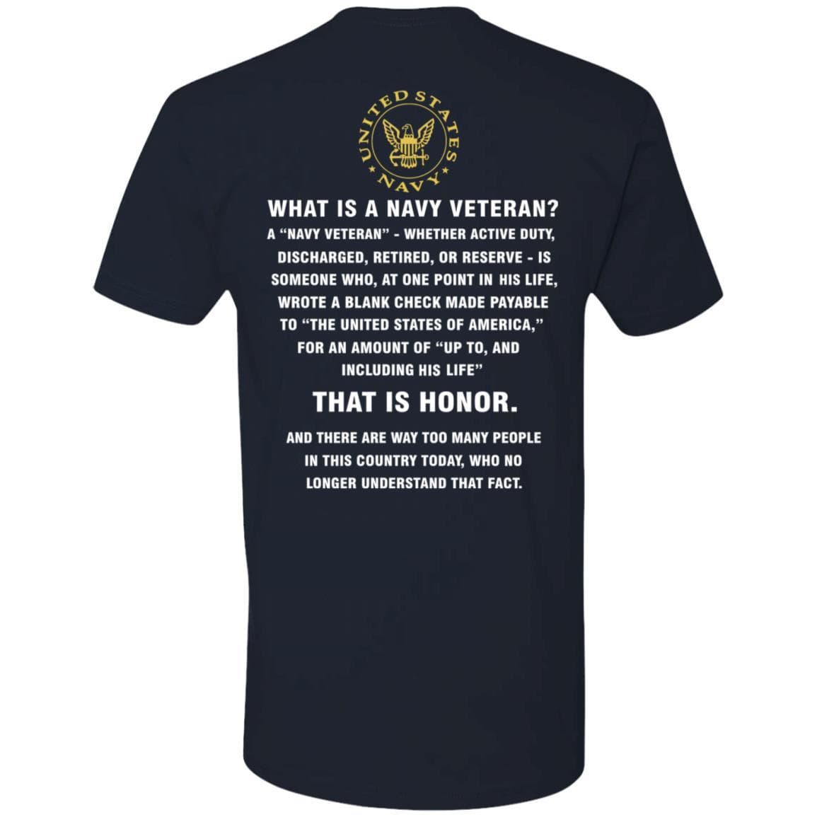 US Navy T-Shirt - What Is An Navy Veteran Next Level Premium Short Sleeve On Back-T-Shirts-Veterans Nation
