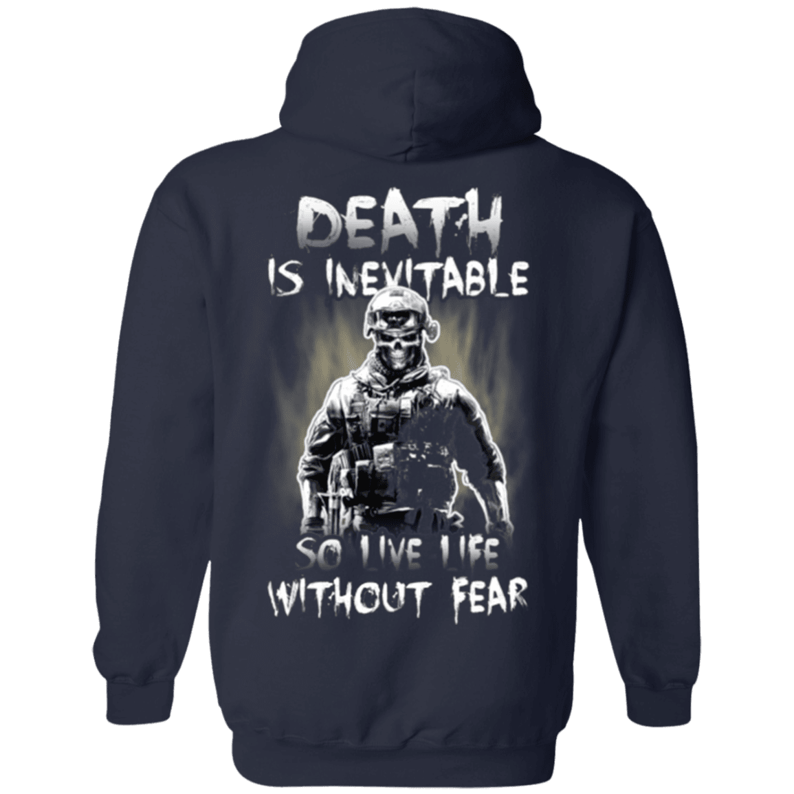 Military T-Shirt "Veteran - Death is Inevitable so I Have Life Without Fear" - Men Back-TShirt-General-Veterans Nation