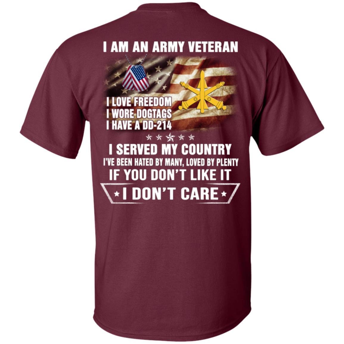 T-Shirt "I Am An Army Air Defense Artillery Veteran" On Back-TShirt-Army-Veterans Nation