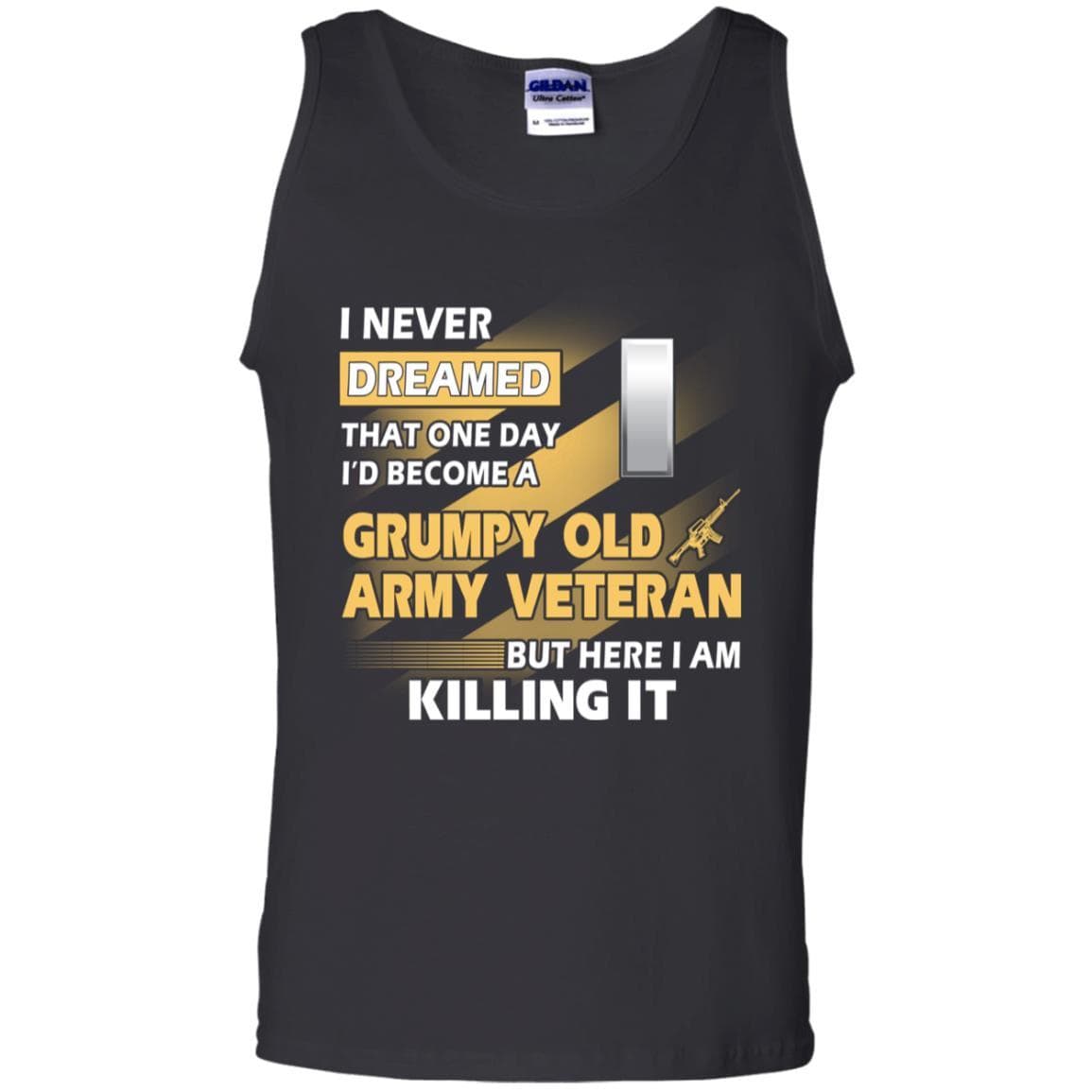 US Army T-Shirt "Grumpy Old Veteran" O-2 First Lieutenant(1LT) On Front-TShirt-Army-Veterans Nation