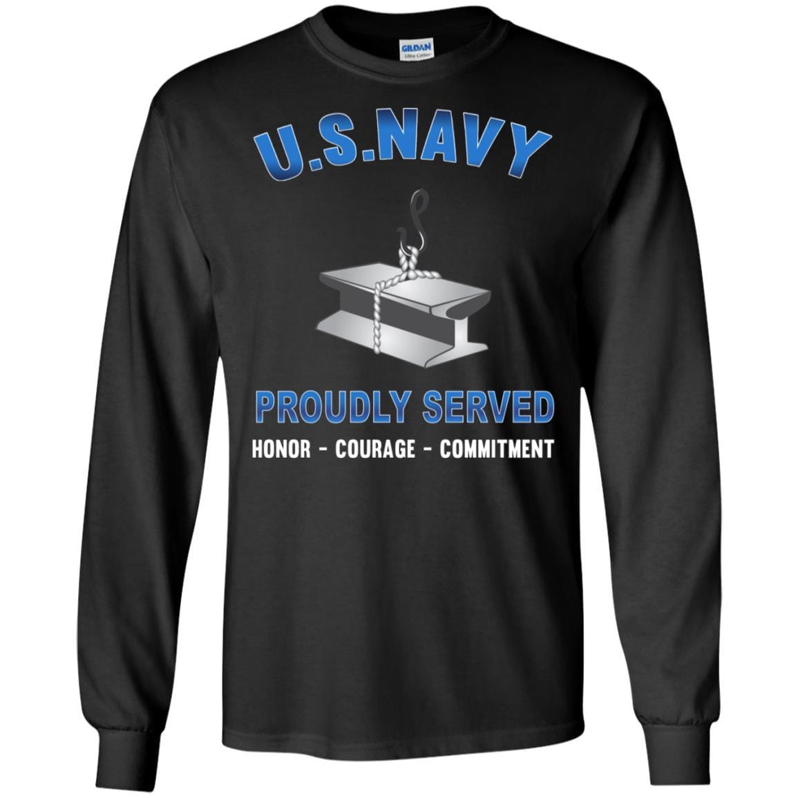 Navy Steelworker Navy SW - Proudly Served T-Shirt For Men On Front-TShirt-Navy-Veterans Nation