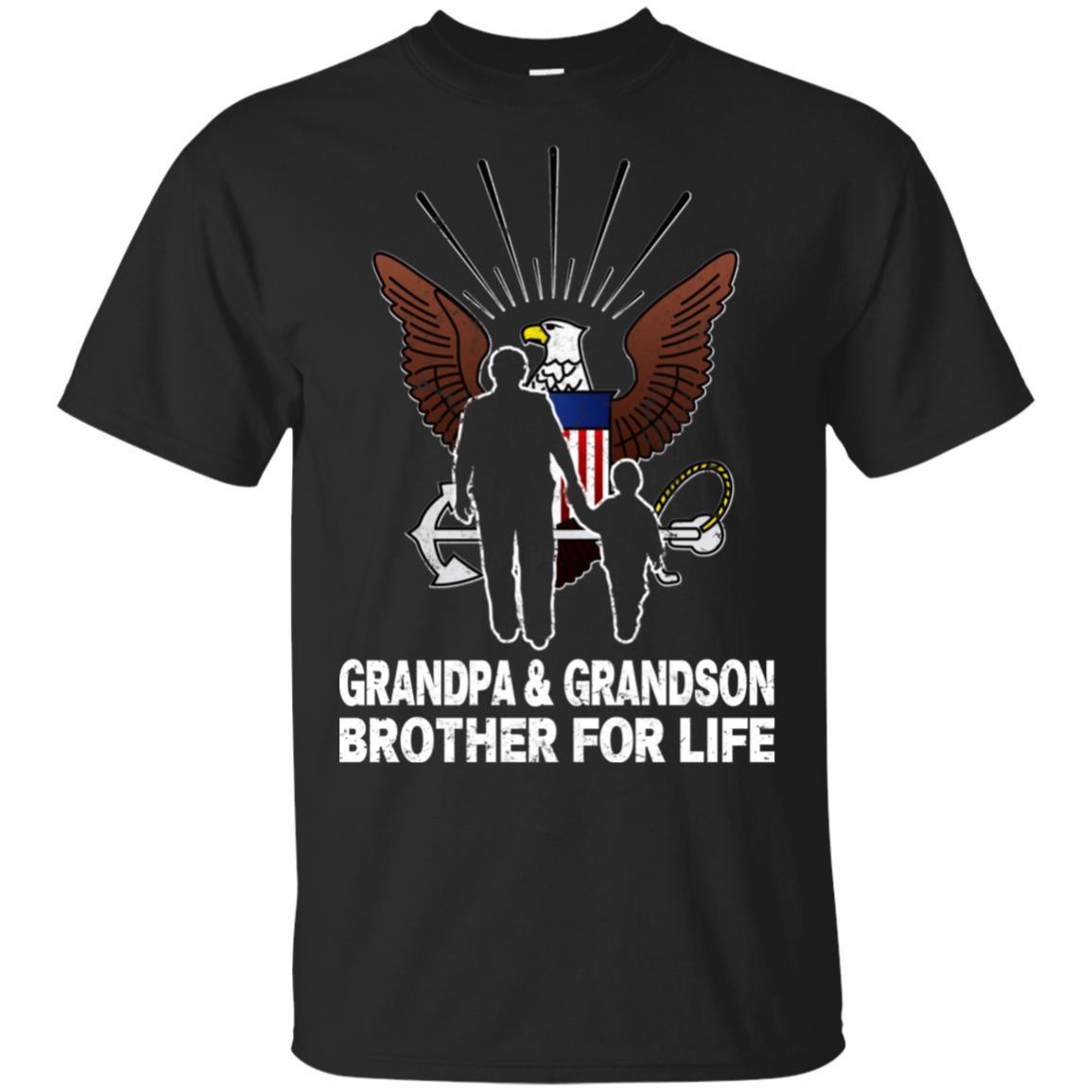 NAVY GRANDPA AND GRANDDAUGHTER ( GRANDSON ) BROTHER FOR LIFE T-Shirt On Front-TShirt-Navy-Veterans Nation
