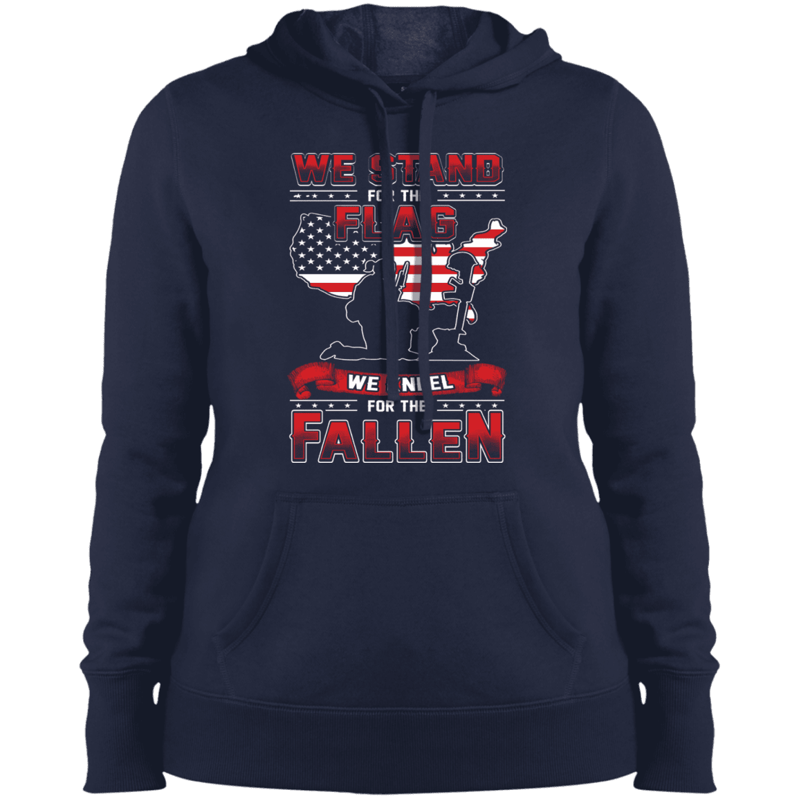Military T-Shirt "We Stand For The Flag Knell For The Fallen Female Veteran" Front-TShirt-General-Veterans Nation