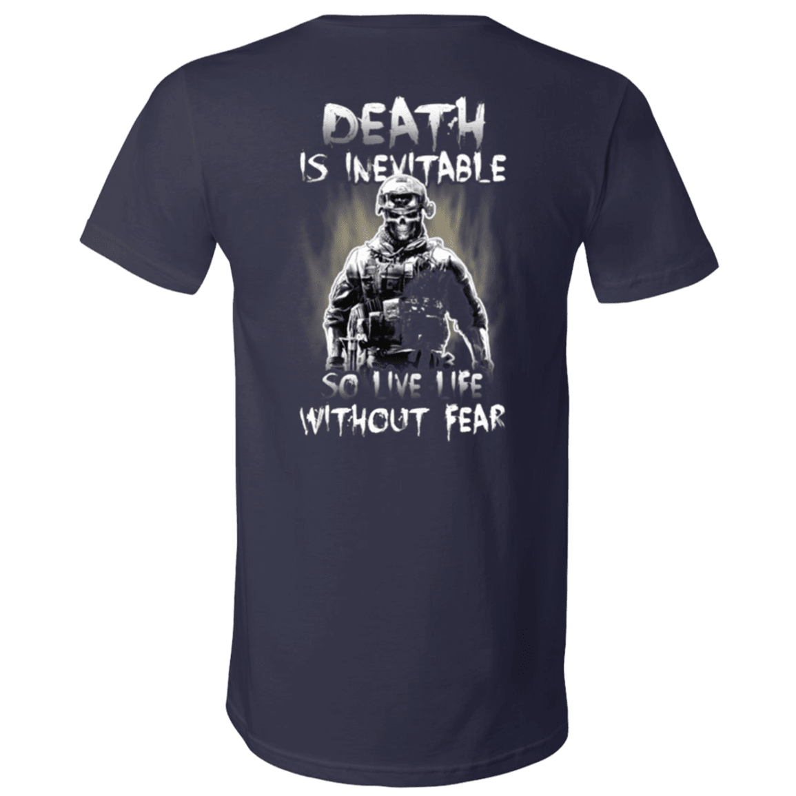 Military T-Shirt "Veteran - Death is Inevitable so I Have Life Without Fear" - Men Back-TShirt-General-Veterans Nation