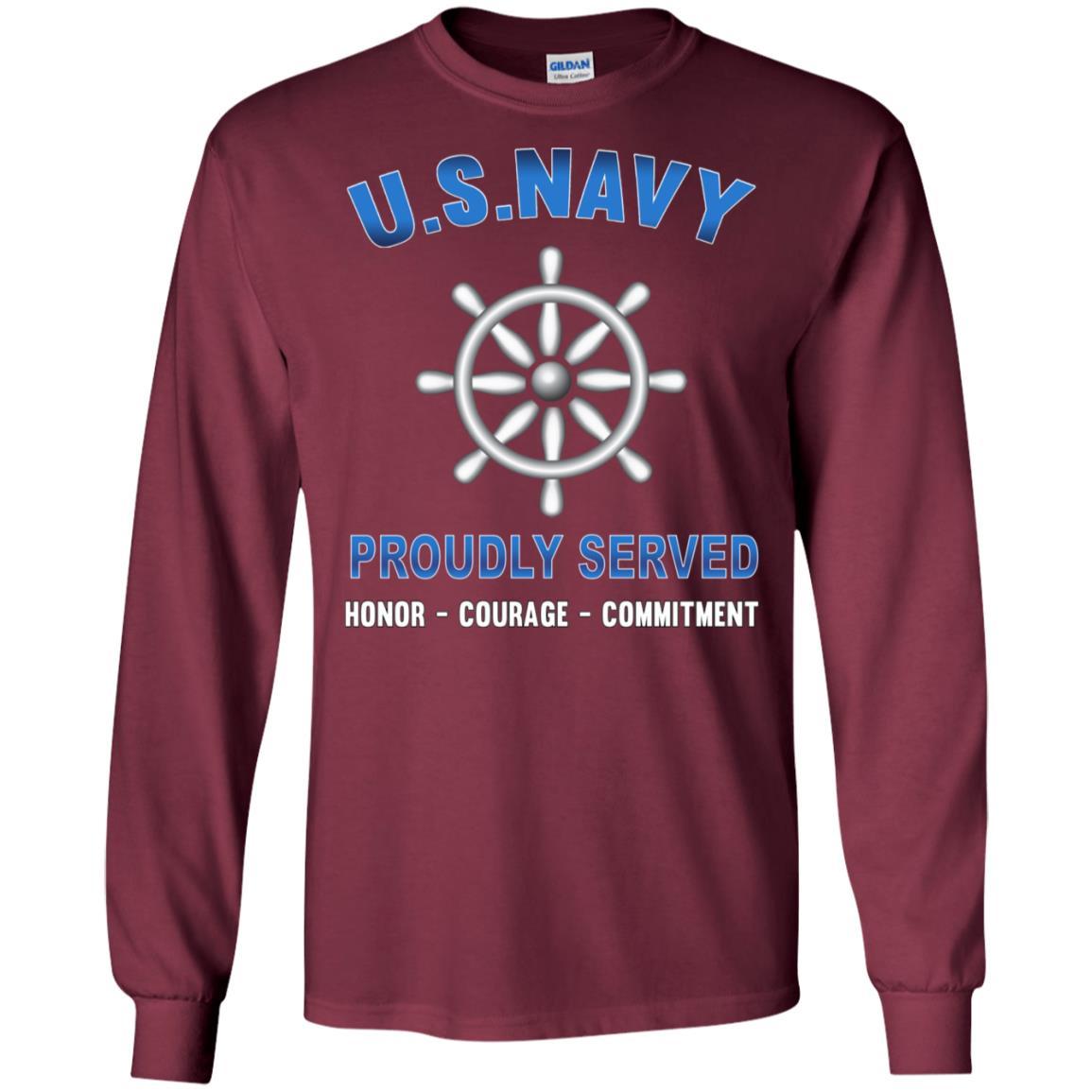 Navy Quartermaster Navy QM - Proudly Served T-Shirt For Men On Front-TShirt-Navy-Veterans Nation