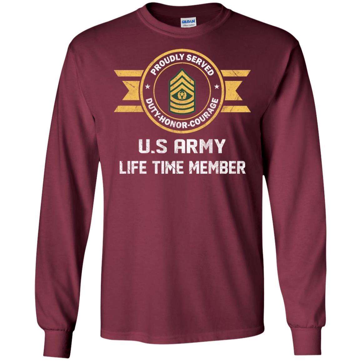 Life Time Member - US Army E-9 Command Sergeant Major E9 CSM Noncommissioned Officer Ranks Men T Shirt On Front-TShirt-Army-Veterans Nation