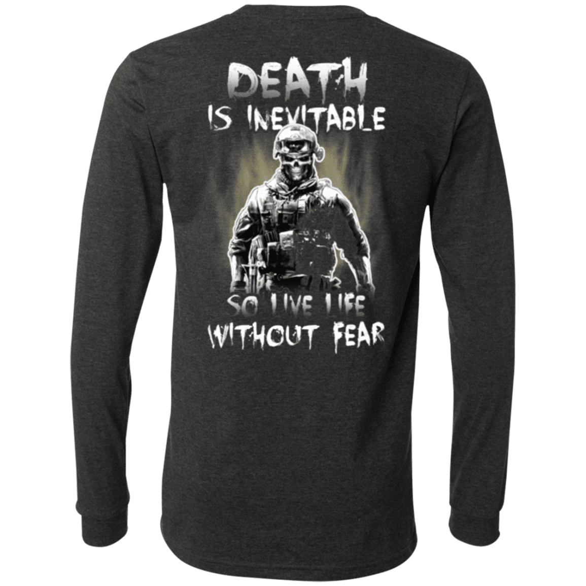 Military T-Shirt "Veteran - Death is Inevitable so I Have Life Without Fear" - Men Back-TShirt-General-Veterans Nation
