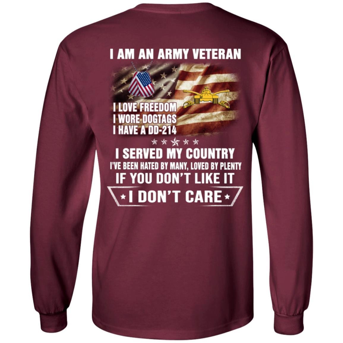 T-Shirt "I Am An Army Armor Veteran" On Back-TShirt-Army-Veterans Nation