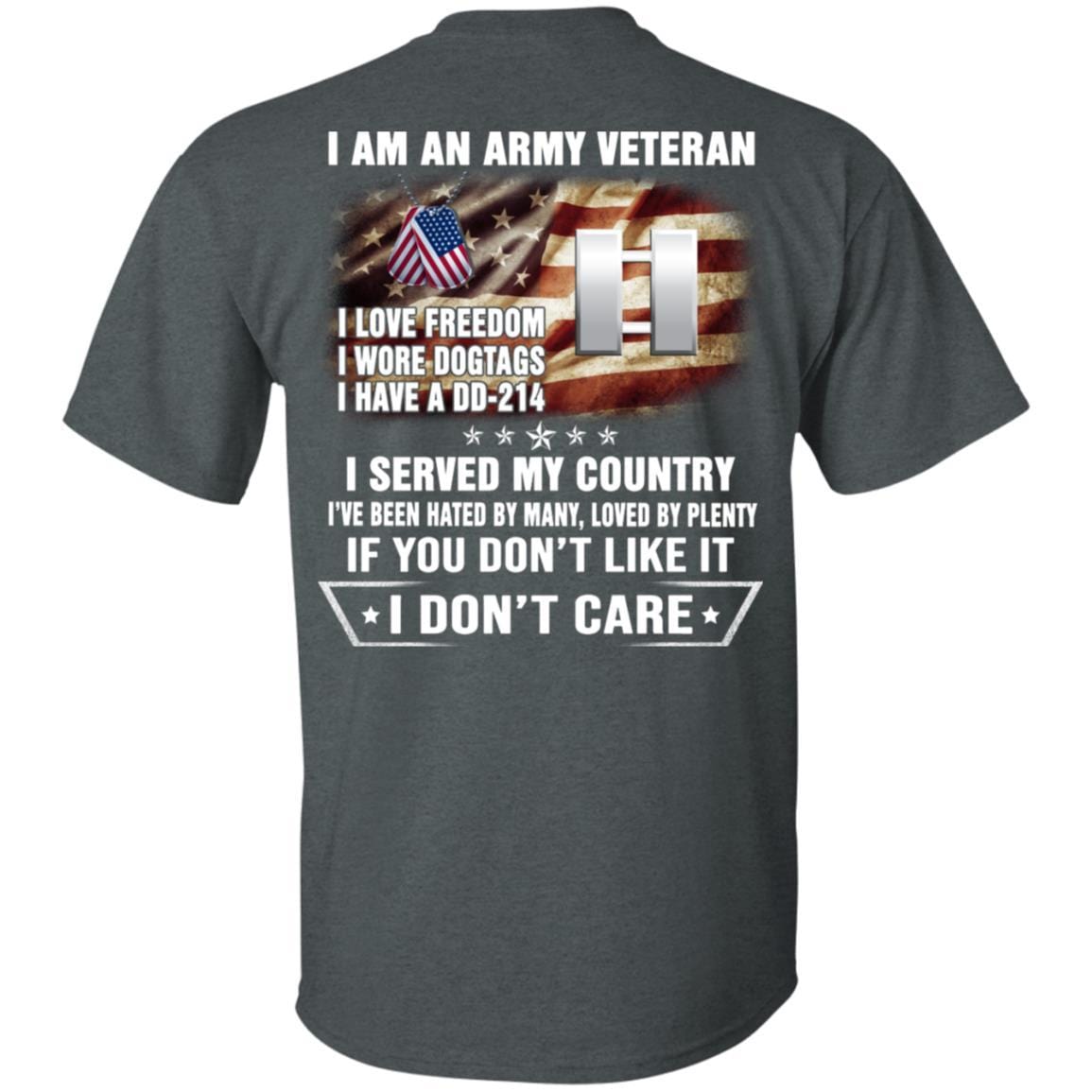T-Shirt "I Am An Army Veteran" O-3 Captain(CPT)Rank On Back-TShirt-Army-Veterans Nation