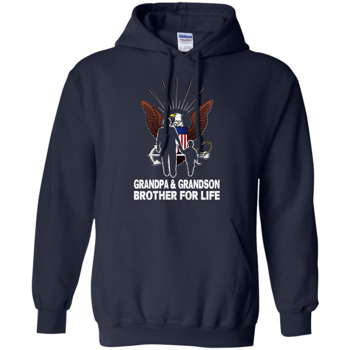NAVY GRANDPA AND GRANDDAUGHTER ( GRANDSON ) BROTHER FOR LIFE T-Shirt On Front-TShirt-Navy-Veterans Nation