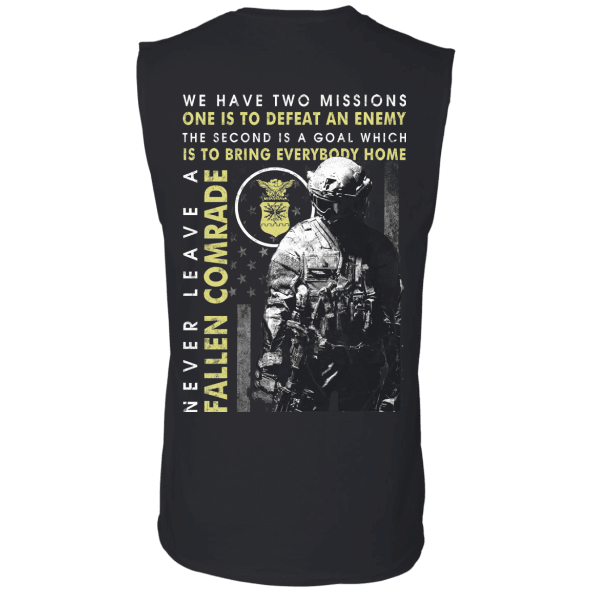 Never Leave A Fallen Comrade Air Force Men Back T Shirts-TShirt-USAF-Veterans Nation
