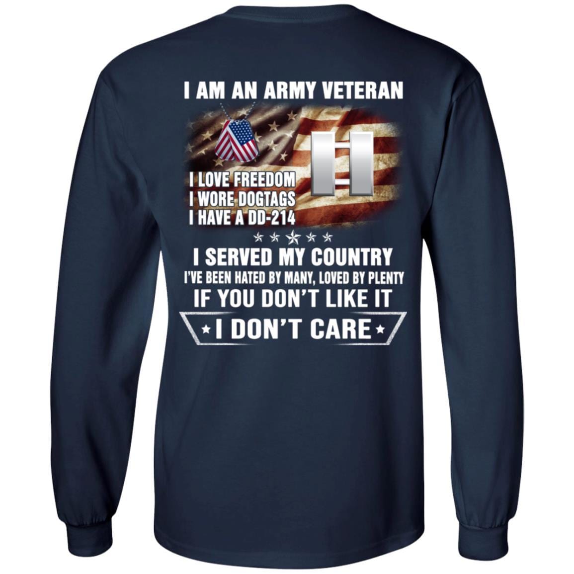 T-Shirt "I Am An Army Veteran" O-3 Captain(CPT)Rank On Back-TShirt-Army-Veterans Nation