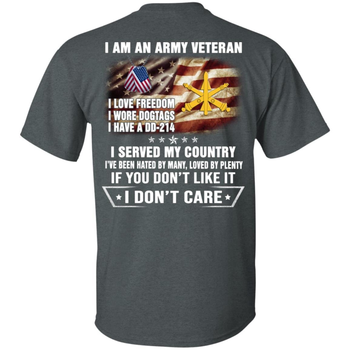 T-Shirt "I Am An Army Air Defense Artillery Veteran" On Back-TShirt-Army-Veterans Nation