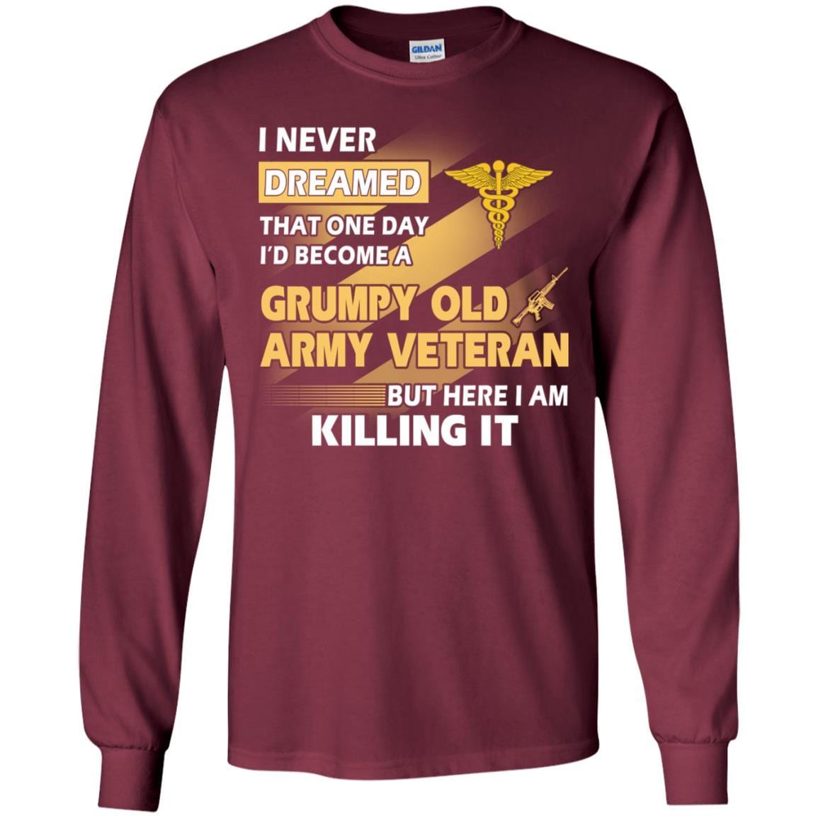 US Army T-Shirt "Medical Corps Grumpy Old Veteran" On Front-TShirt-Army-Veterans Nation