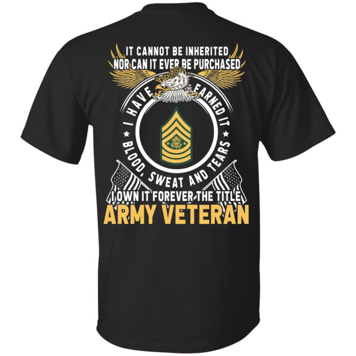US Army E-9 Sergeant Major of the Army E9 SMA Noncommissioned Officer T-Shirt For Men On Back-TShirt-Army-Veterans Nation