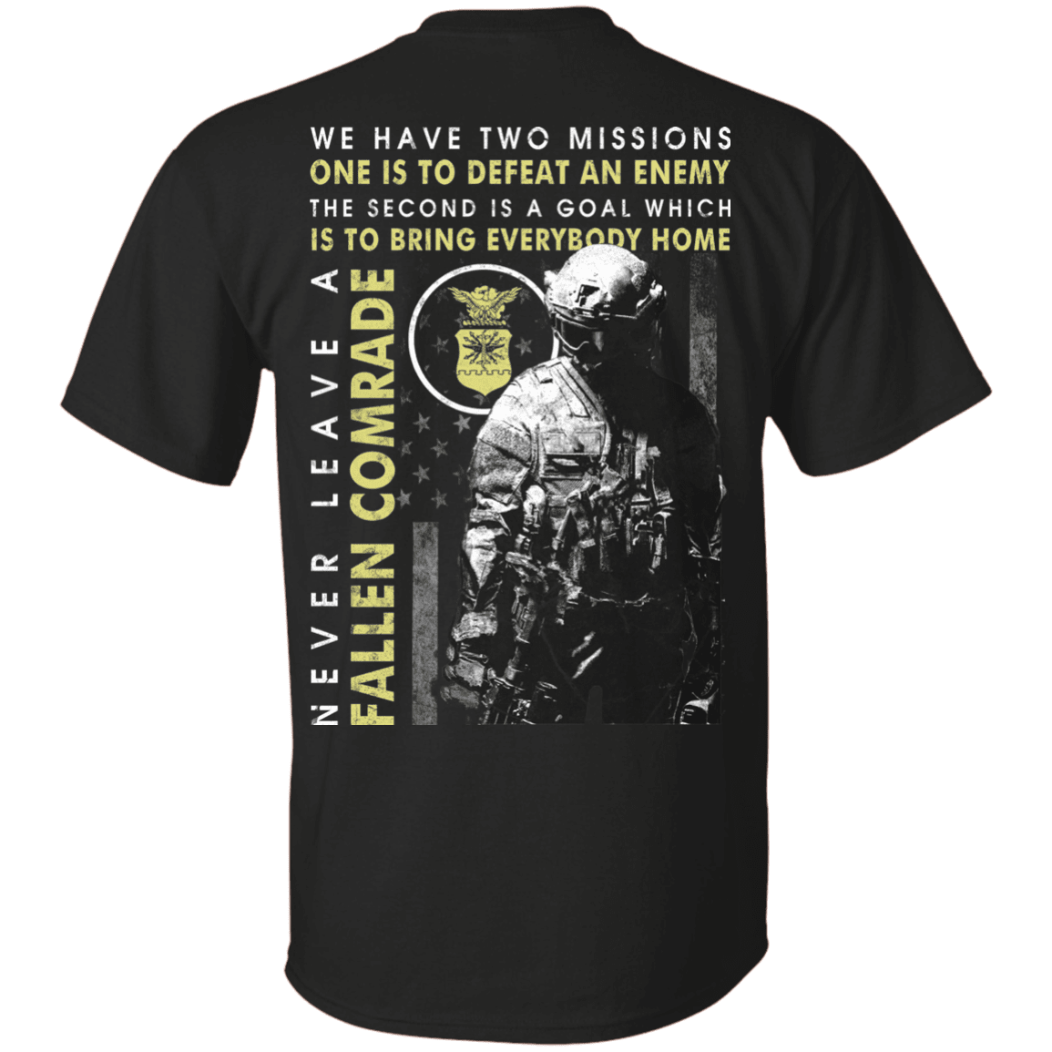 Never Leave A Fallen Comrade Air Force Men Back T Shirts-TShirt-USAF-Veterans Nation