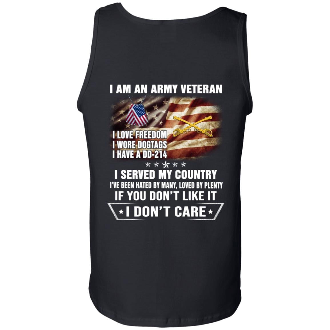 T-Shirt "I Am An Army Cavalry Veteran" On Back-TShirt-Army-Veterans Nation