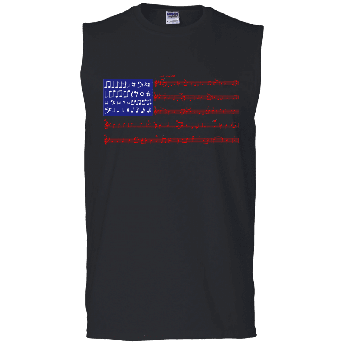 Military T-Shirt "4th Of July Gift Independence Music Note America Flag T-Shirt Men" Front-TShirt-General-Veterans Nation