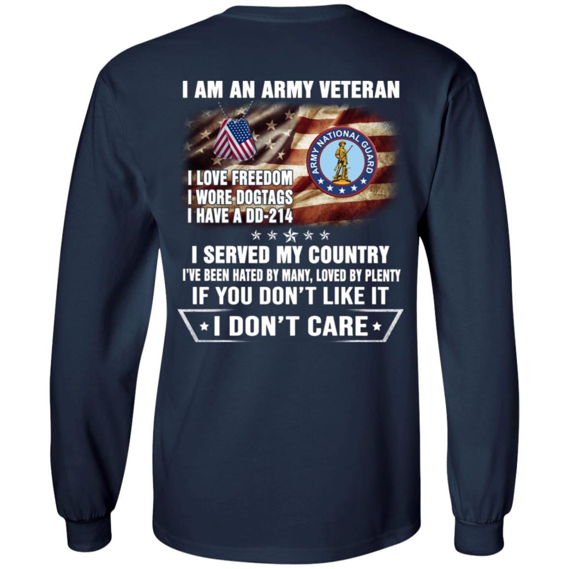 T-Shirt "I Am An Army National Guard Veteran" On Back-TShirt-Army-Veterans Nation