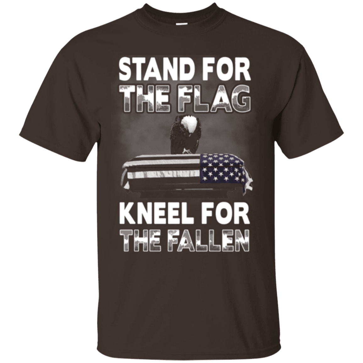 Military T-Shirt "Stand For The Flag Kneel For The Fallen"-TShirt-General-Veterans Nation