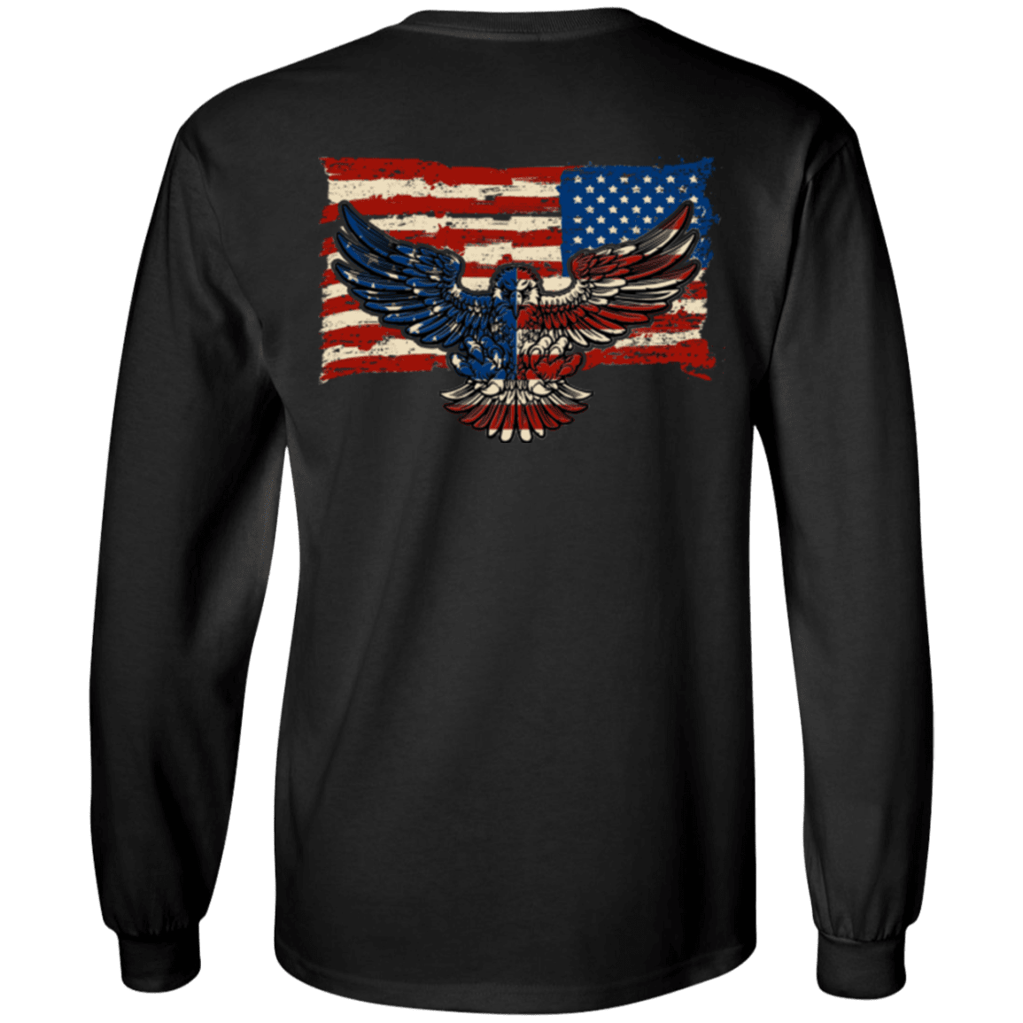Military T-Shirt "Independence 4 of July Veteran Eagle Flag" Men Back-TShirt-General-Veterans Nation