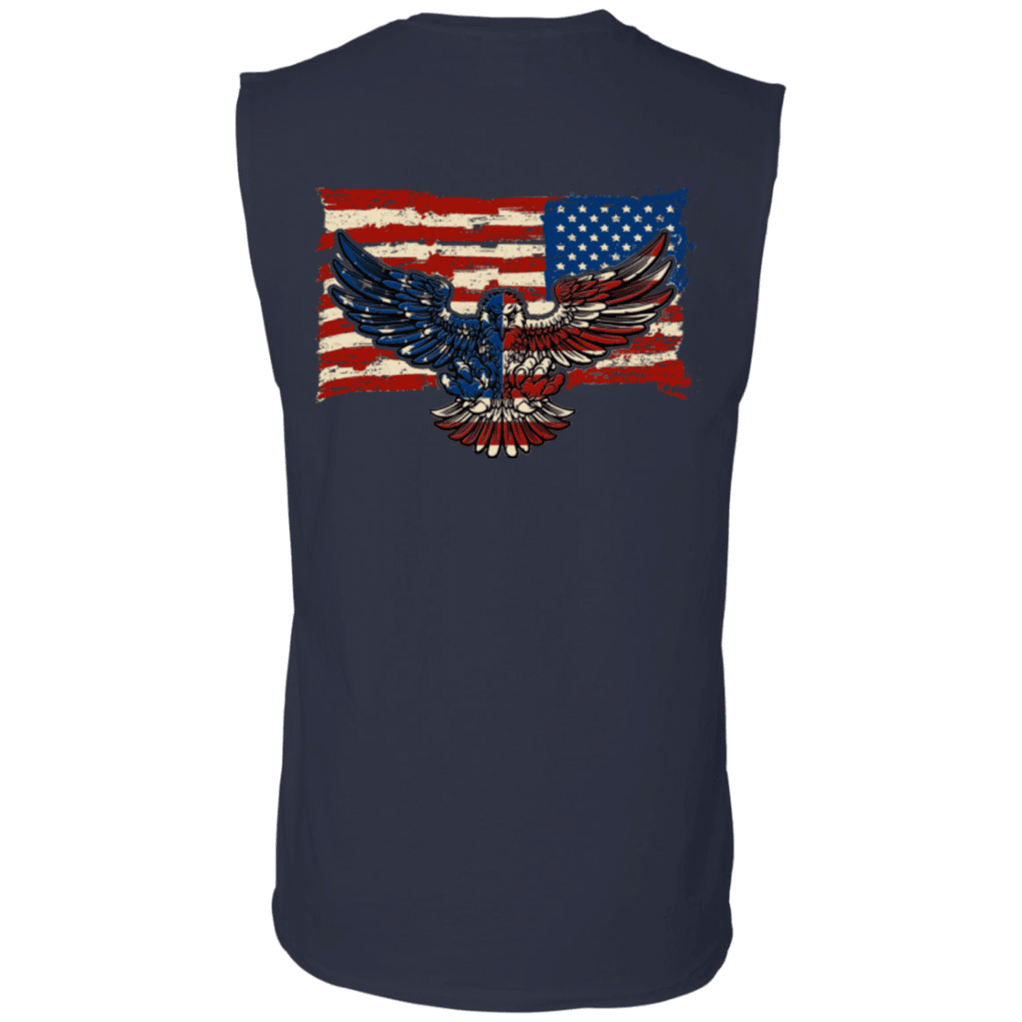 Military T-Shirt "Independence 4 of July Veteran Eagle Flag" Men Back-TShirt-General-Veterans Nation