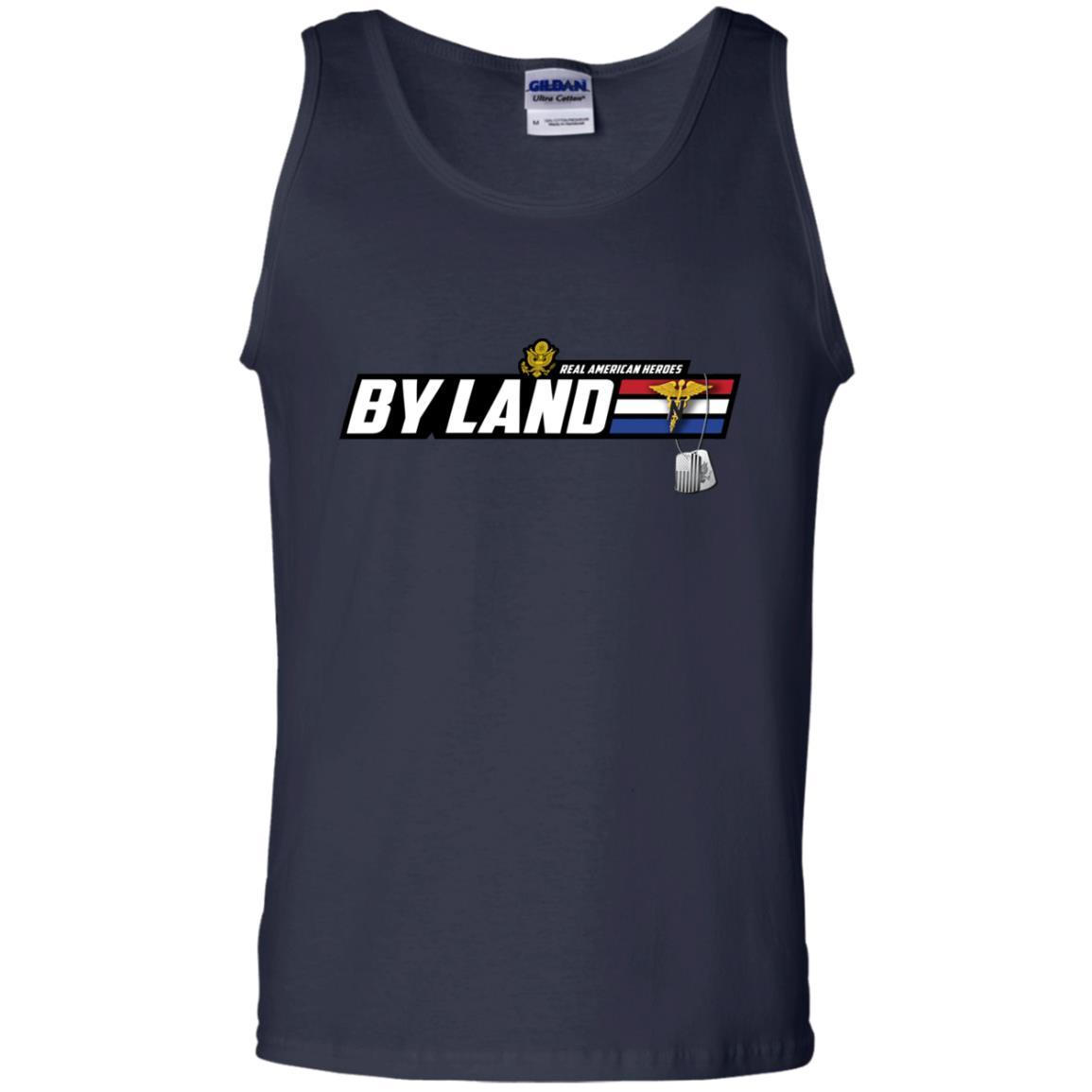 US Army T-Shirt "Nurse Corps Real American Heroes By Land" On Front-TShirt-Army-Veterans Nation