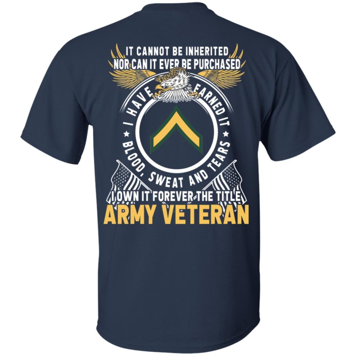 Army E-2 PV2 E2 Private Second Class Ranks T-Shirt For Men On Back-TShirt-Army-Veterans Nation