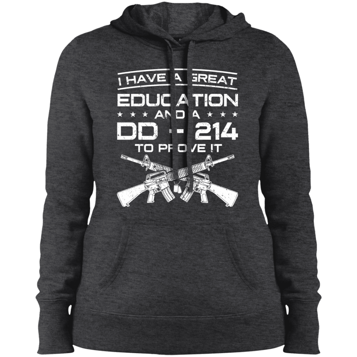 Military T-Shirt "I Have A Great Education And A DD 214 To Prove It - Women" Front-TShirt-General-Veterans Nation