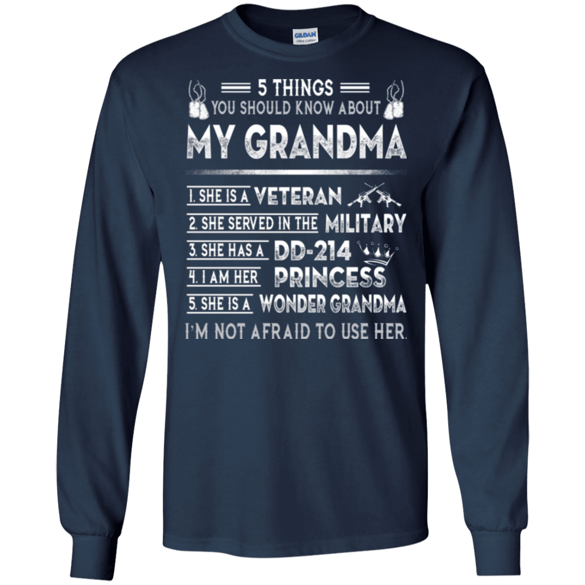 Military T-Shirt "5 Things You Should Know About My Grandma DD214"-TShirt-General-Veterans Nation