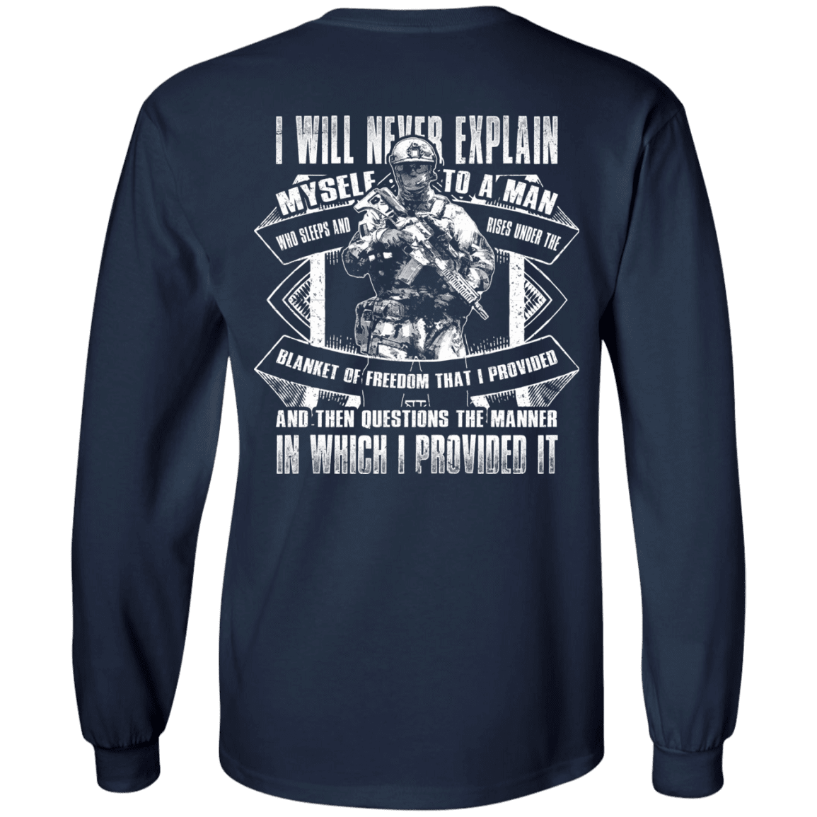 Military T-Shirt "I will never explain myself to a man" Men Back-TShirt-General-Veterans Nation
