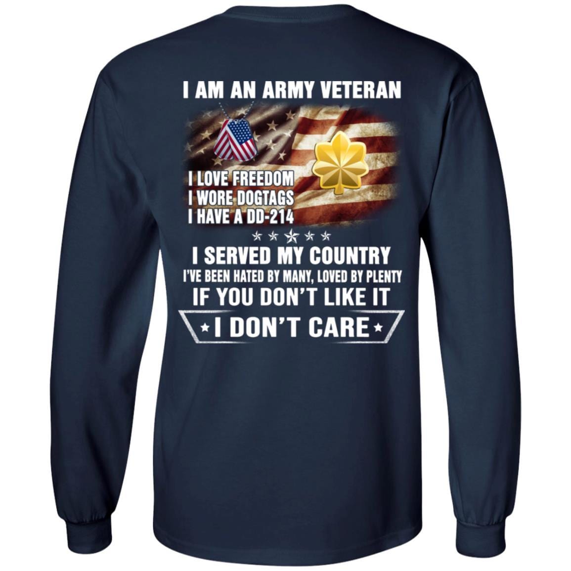 T-Shirt "I Am An Army Veteran" O-4 Major(MAJ)Rank On Back-TShirt-Army-Veterans Nation