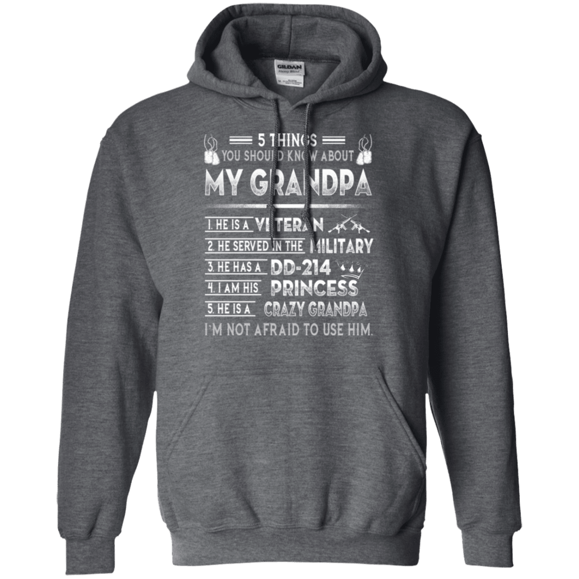 Military T-Shirt "5 Thing You Know My Grandpa Veteran DD 214"-TShirt-General-Veterans Nation