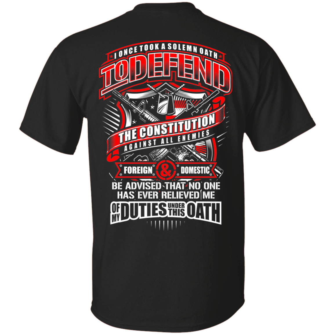 Military T-Shirt "My Oath To Defend The Constitution Veteran" Men Back-TShirt-General-Veterans Nation