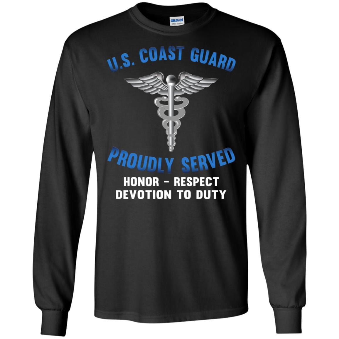US Coast Guard Health Services Technician HS Logo Proudly Served T-Shirt For Men On Front-TShirt-USCG-Veterans Nation