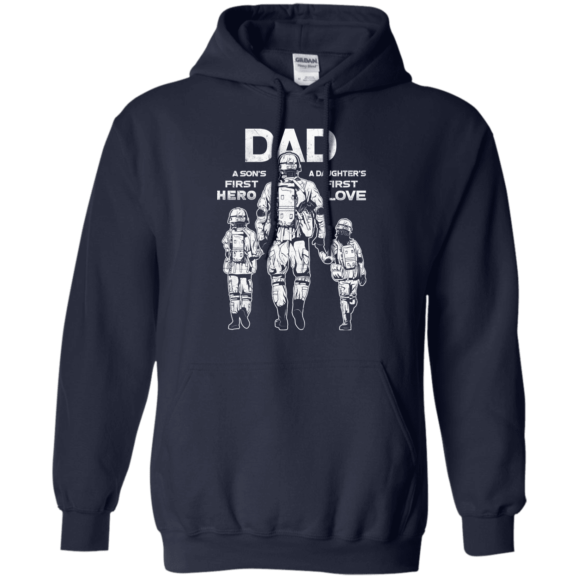 Military T-Shirt "Dad A Son's First Hero Daughter's First Love Men" Front-TShirt-General-Veterans Nation