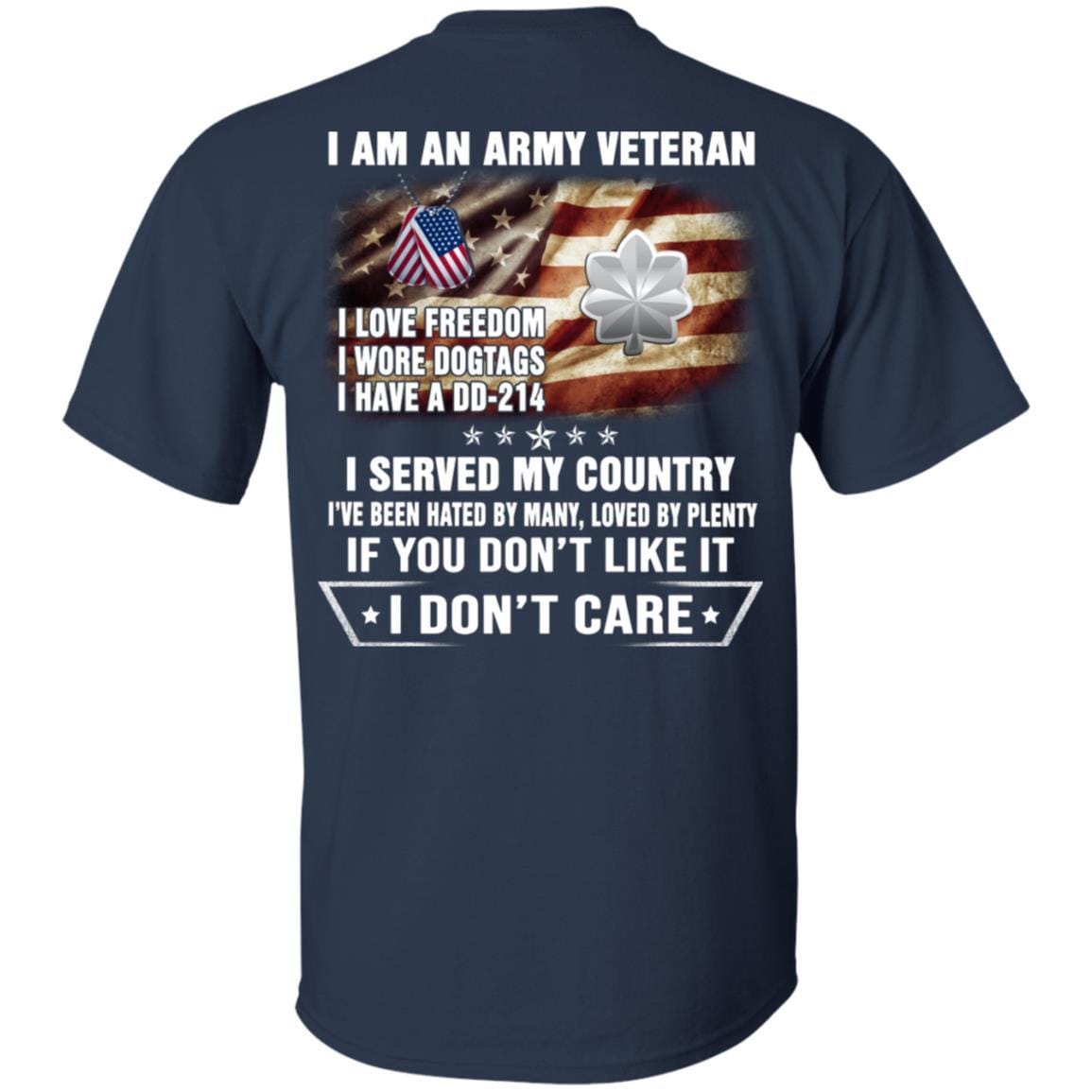 T-Shirt "I Am An Army Veteran" O-5 Lieutenant Colonel(LTC)Rank On Back-TShirt-Army-Veterans Nation